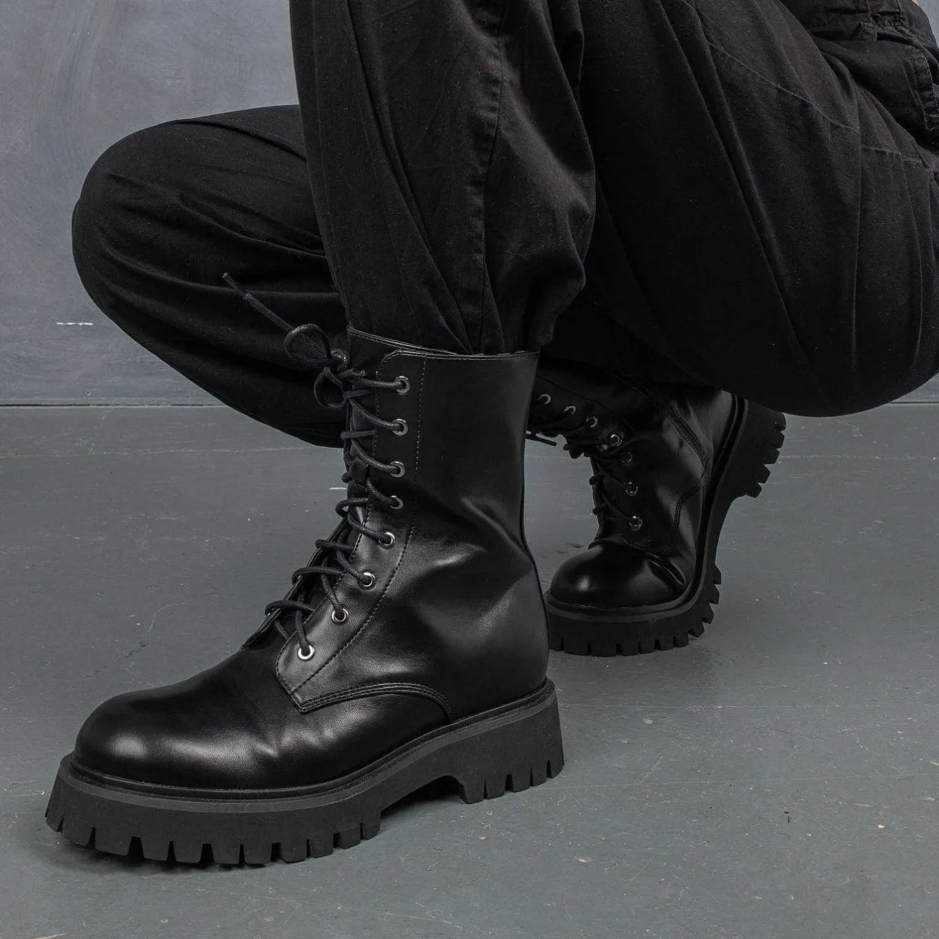 KOI footwear Anchor Black Military Lace Up Boots<Women'S The Military Boot