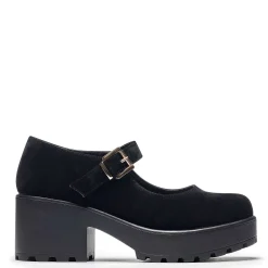 KOI footwear Black Chunky Platform Mary Jane Shoes<Women'S Suede Mary Janes