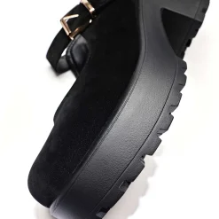 KOI footwear Black Chunky Platform Mary Jane Shoes<Women'S Suede Mary Janes