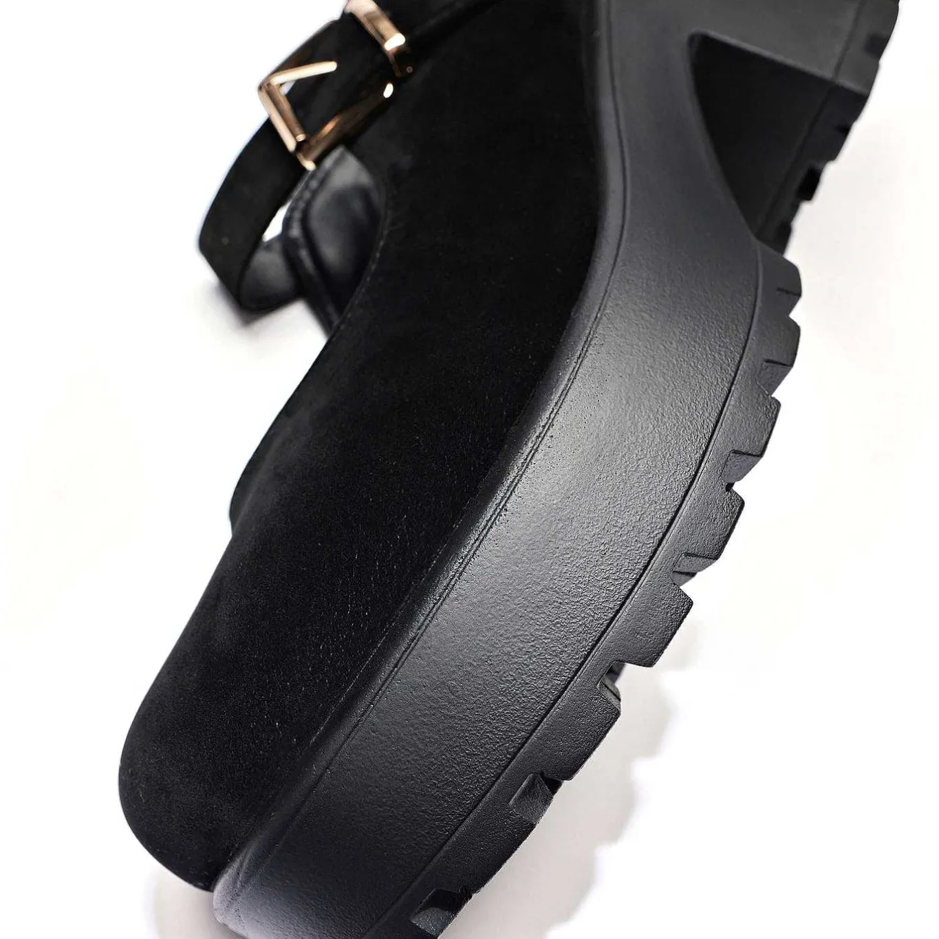 KOI footwear Black Chunky Platform Mary Jane Shoes<Women'S Suede Mary Janes