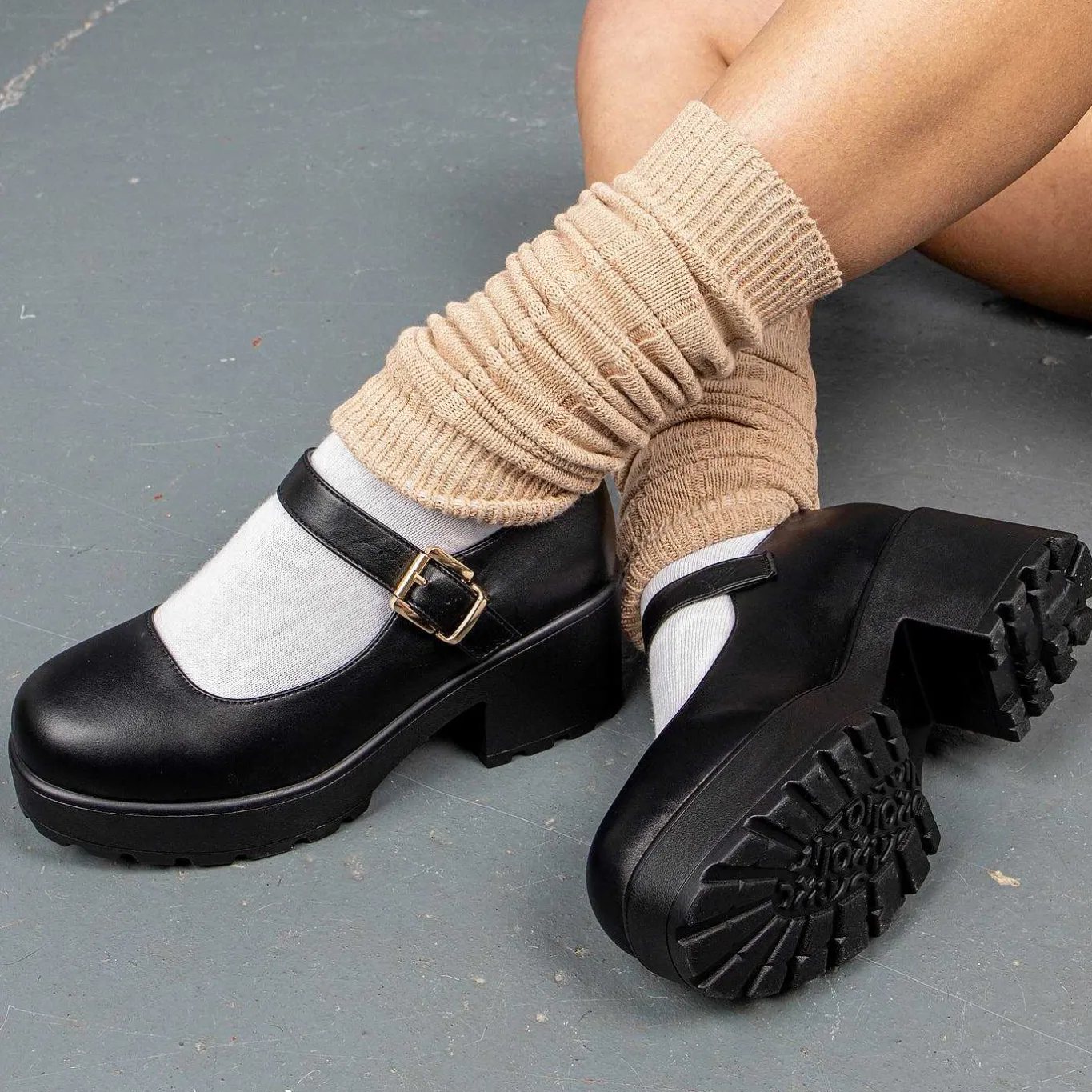 KOI footwear Black Chunky Platform Mary Jane Shoes<Women'S Heeled Mary Janes