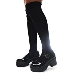 KOI footwear Black Chunky Platform Mary Jane Shoes<Women'S Patent Mary Janes