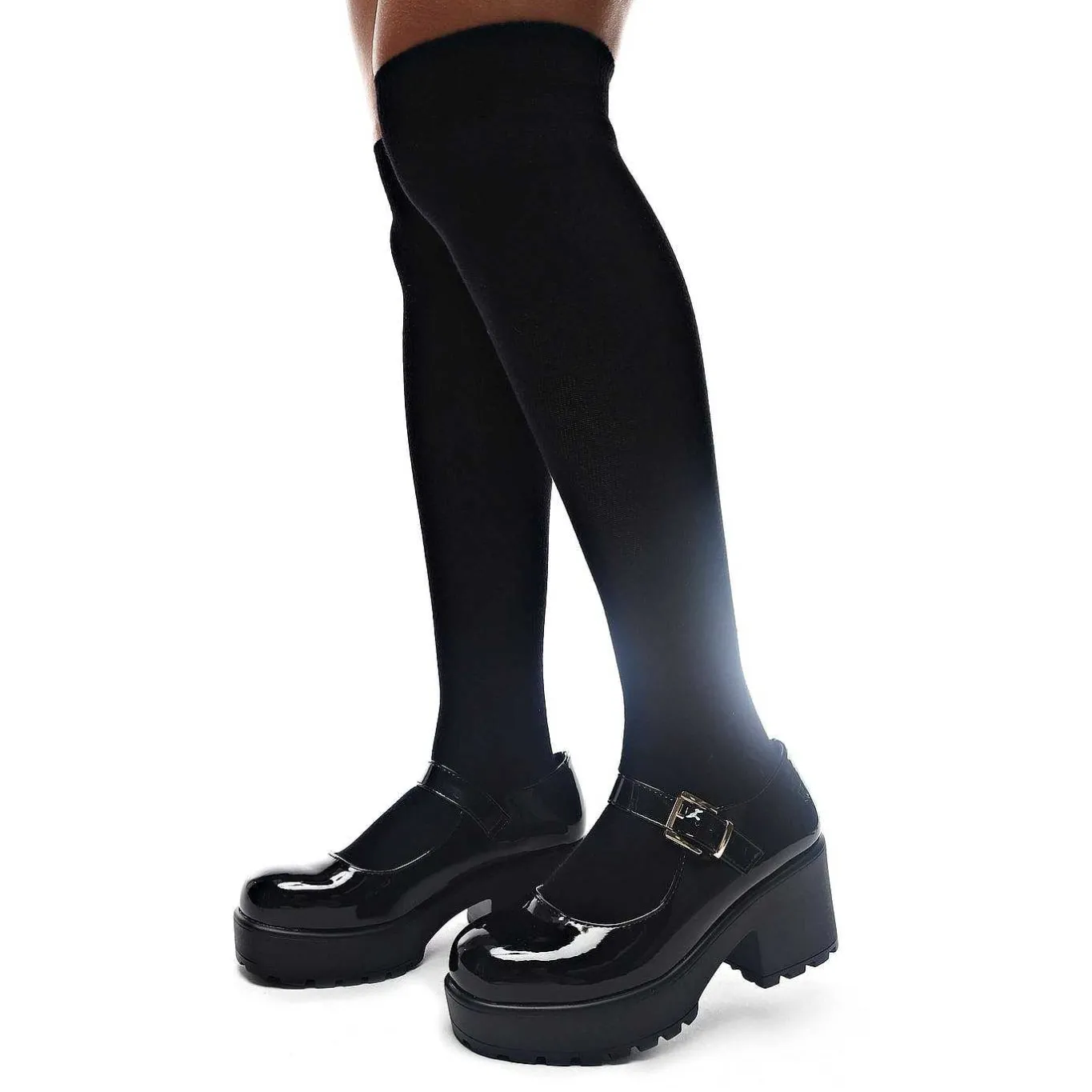 KOI footwear Black Chunky Platform Mary Jane Shoes<Women'S Patent Mary Janes