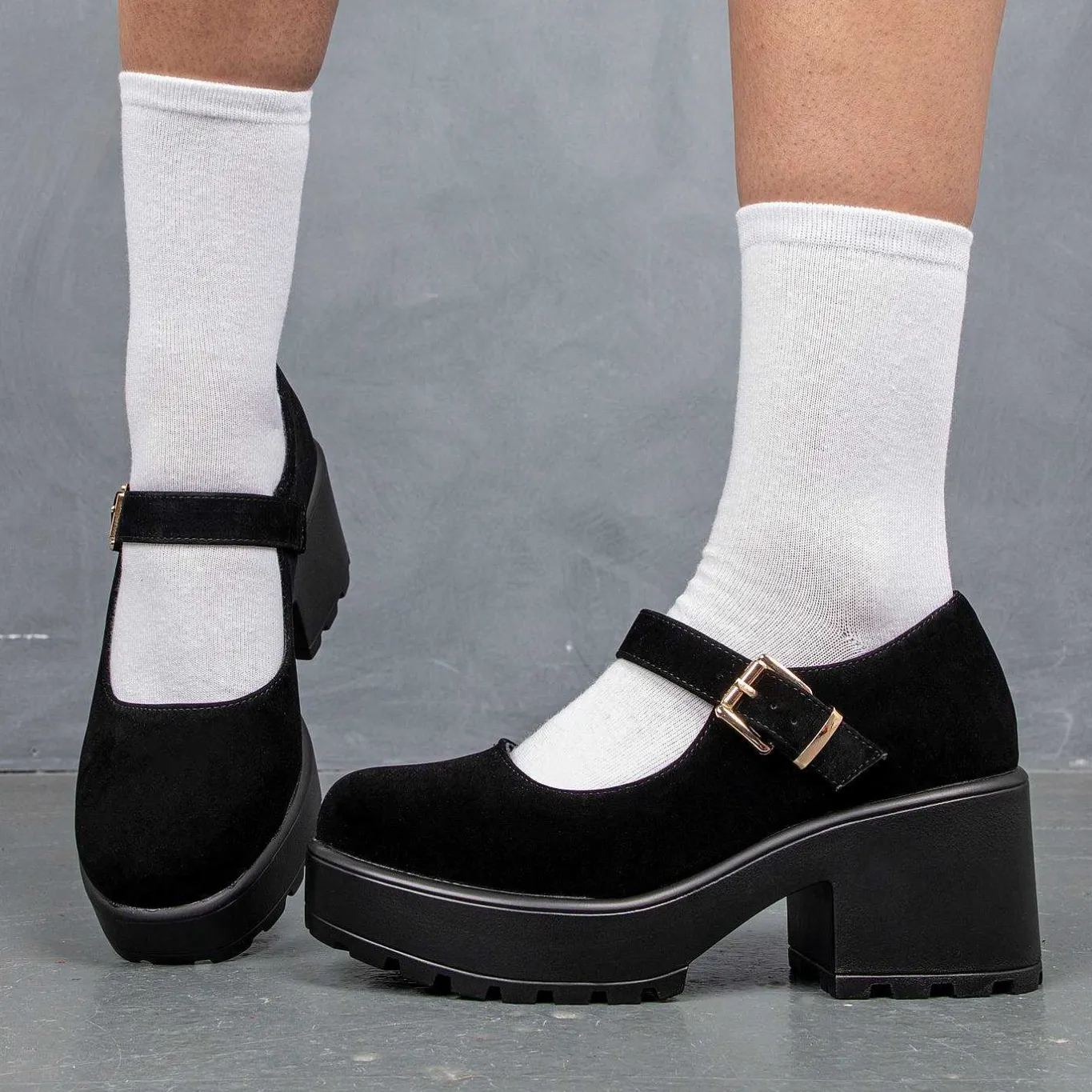 KOI footwear Black Chunky Platform Mary Jane Shoes<Women'S Heeled Mary Janes