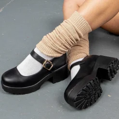 KOI footwear Black Chunky Platform Mary Jane Shoes<Women'S Black Mary Janes