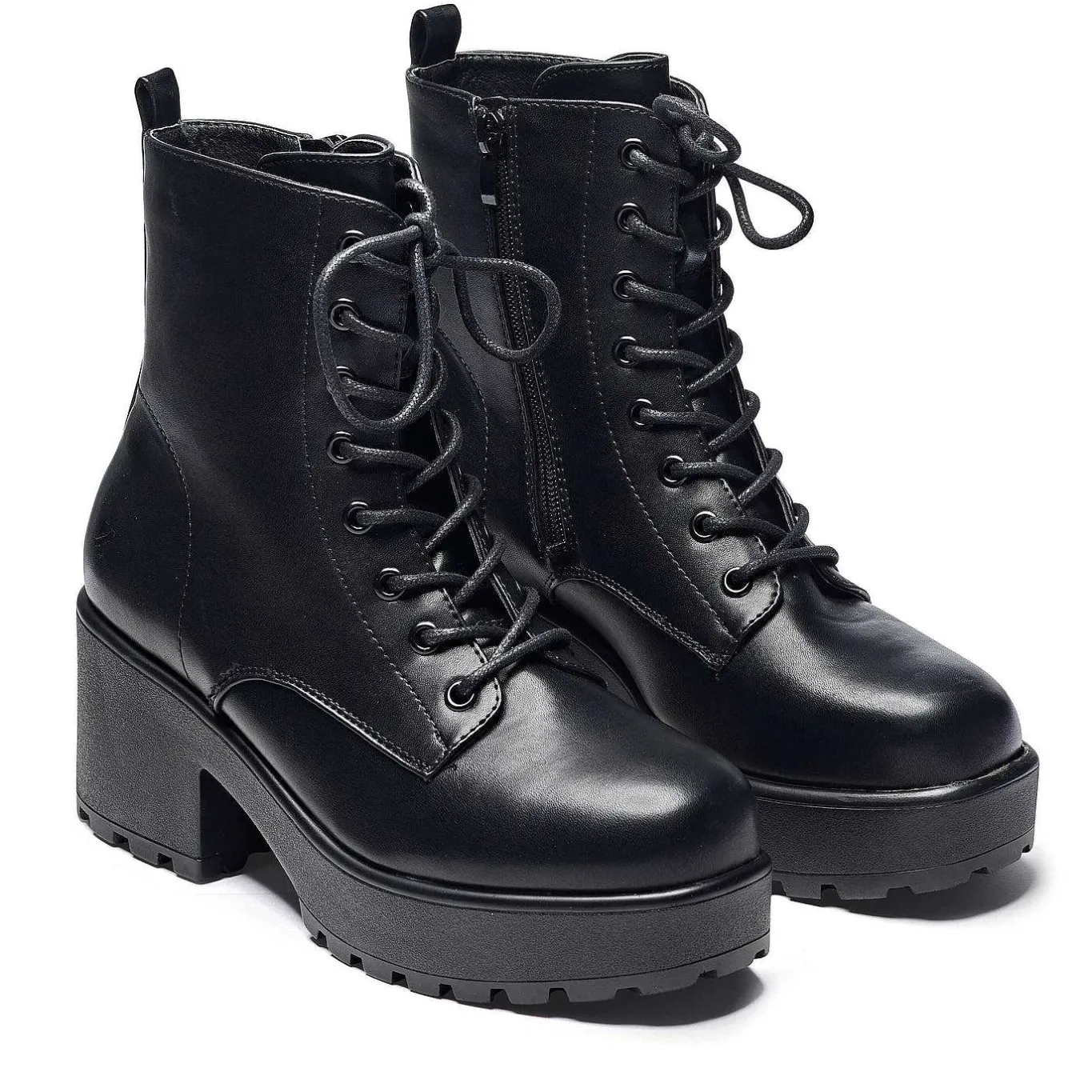 KOI footwear Black Leather Chunky Platform Military Boots In Size 10<Women'S Platform Boots