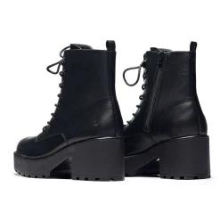 KOI footwear Black Leather Chunky Platform Military Boots In Size 10<Women'S Ankle Boots