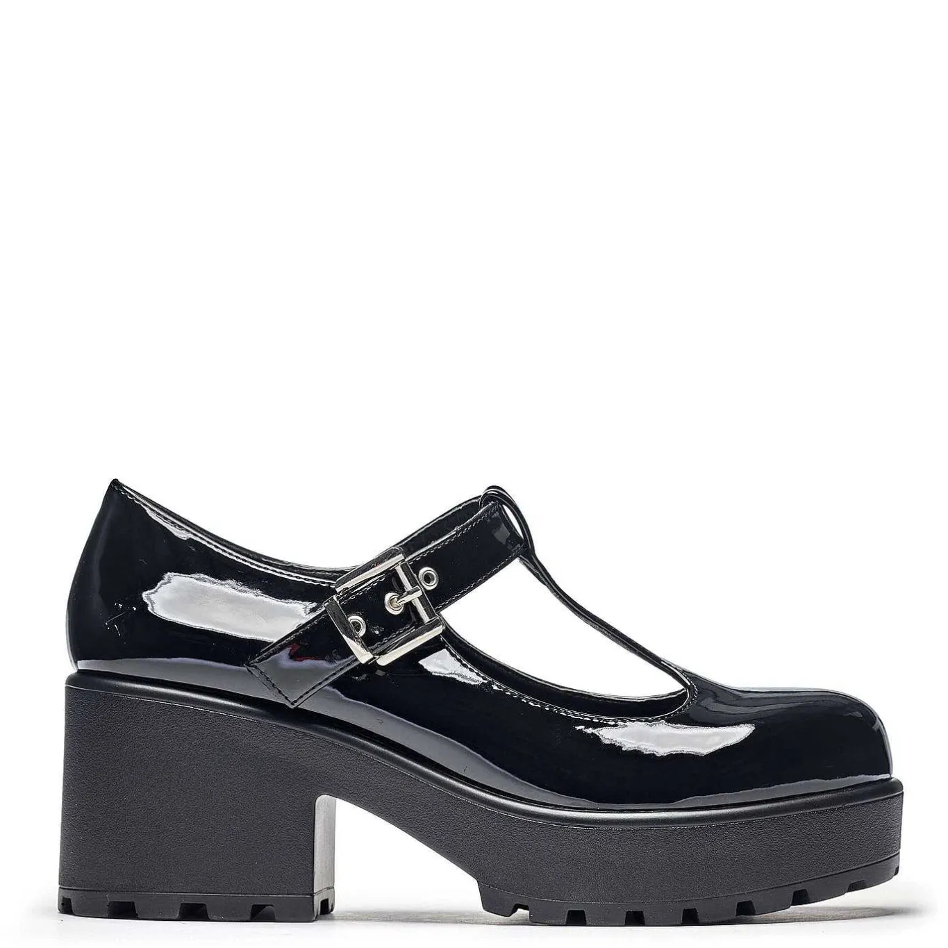 KOI footwear Black Patent Chunky Platform Mary Jane Shoes<Women'S Black Mary Janes