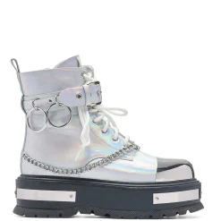 KOI footwear Borin Hardware Platform Boots - Silver Hologram<Women'S Ankle Boots