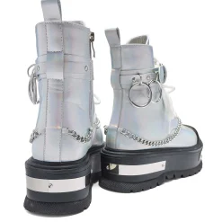 KOI footwear Borin Hardware Platform Boots - Silver Hologram<Women'S Platform Boots