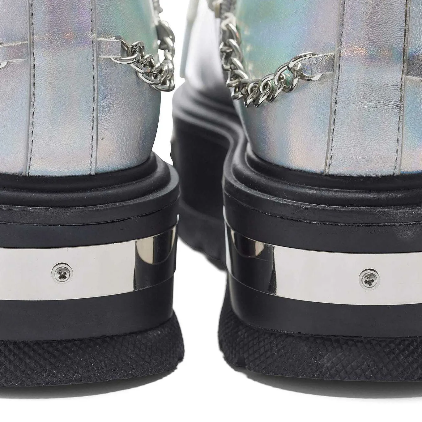 KOI footwear Borin Hardware Platform Boots - Silver Hologram<Women'S Platform Boots