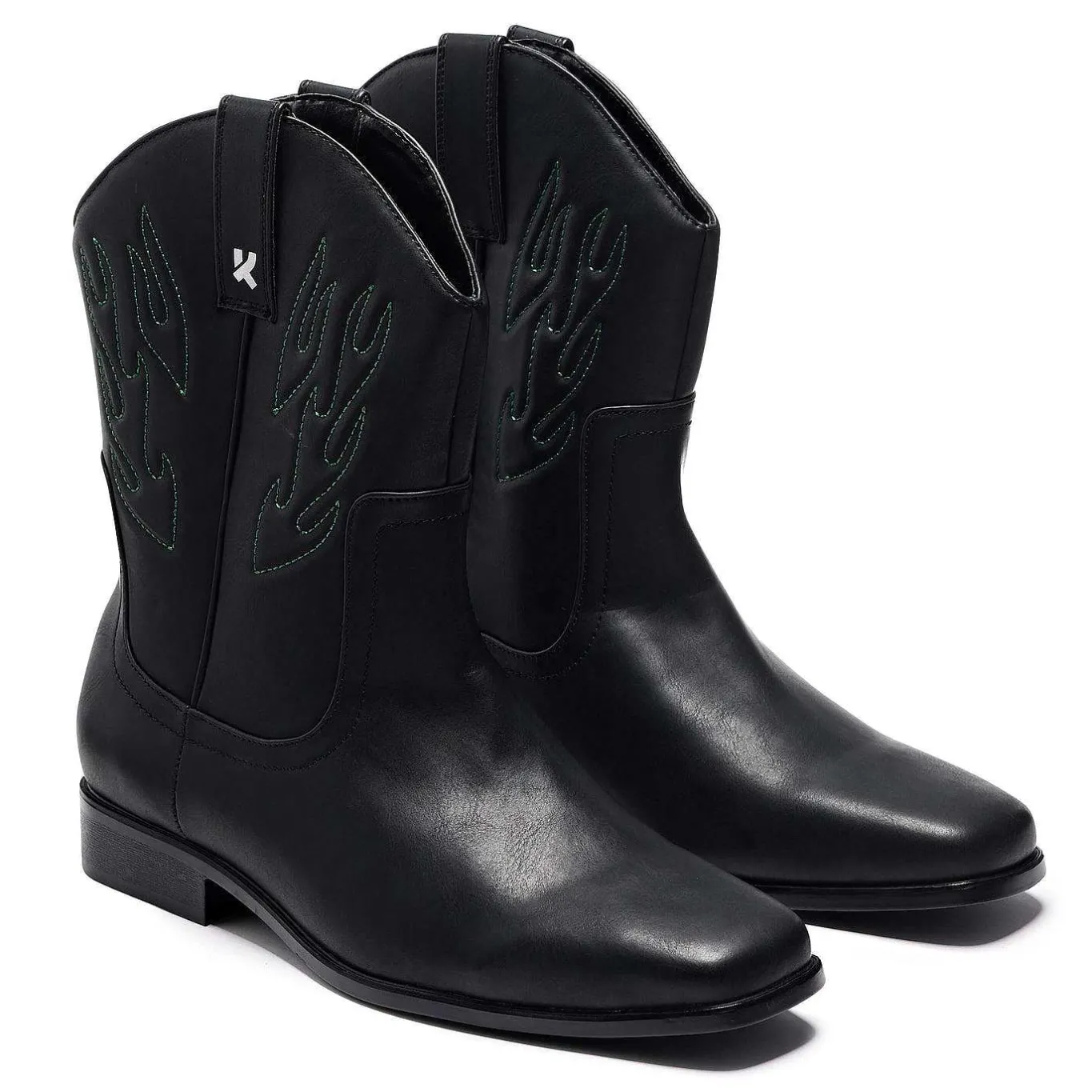 KOI footwear Broken Bronco Men'S Green Flame Cowboy Boots<Men'S Black Boots