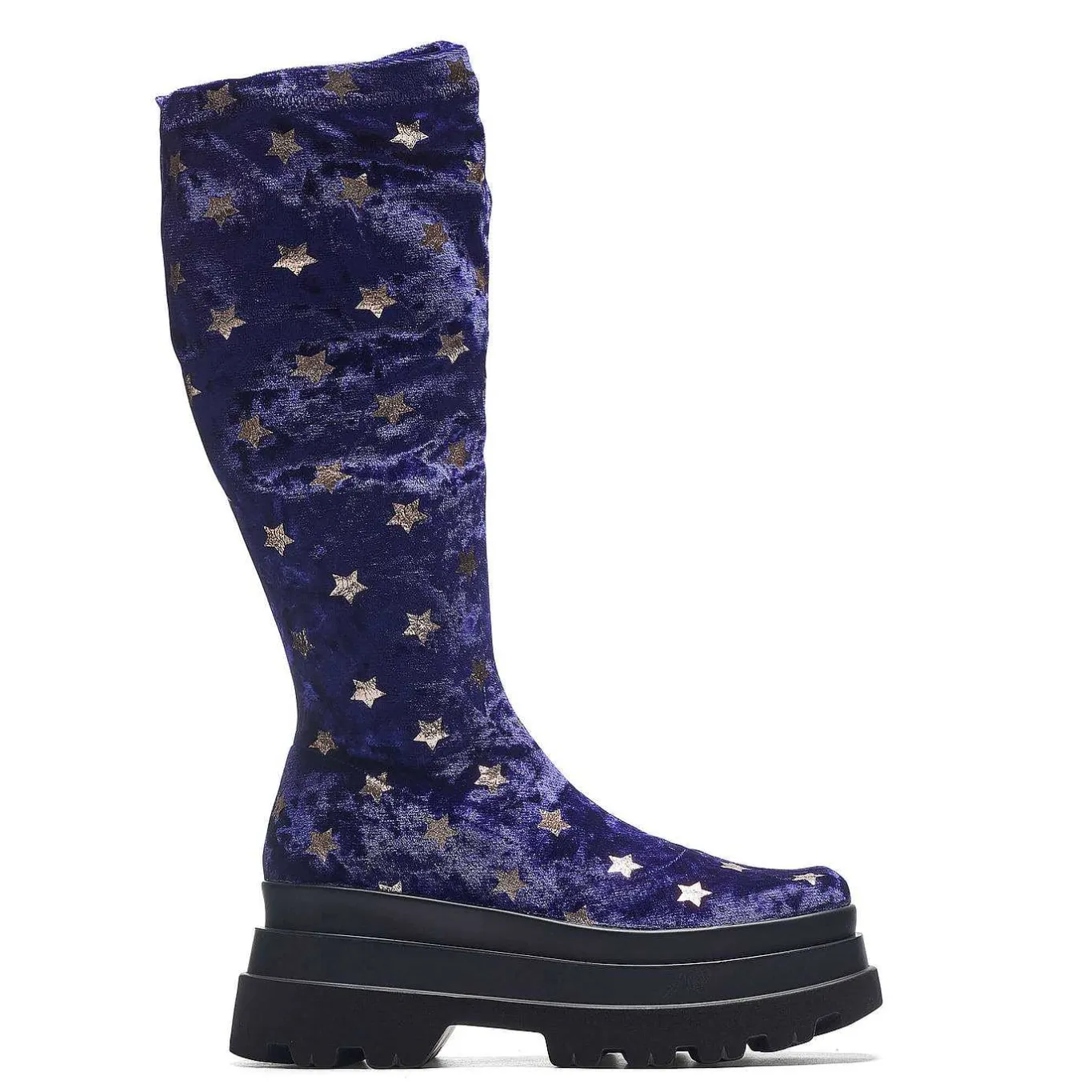 KOI footwear Celestial Dusk Trident Velvet Long Boots - Spellbound Purple | Koi<Women'S Platform Boots