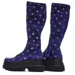 KOI footwear Celestial Dusk Trident Velvet Long Boots - Spellbound Purple | Koi<Women'S Platform Boots