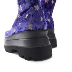 KOI footwear Celestial Dusk Trident Velvet Long Boots - Spellbound Purple | Koi<Women'S Platform Boots