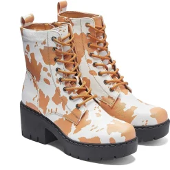 KOI footwear Clarabelle Brown Cow Print Switch Lace Up Boots<Women'S Ankle Boots