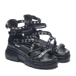 KOI footwear Dark Writings Strappy Chunky Sandals - Black<Women'S Platform Sandals