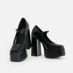 KOI footwear Darkbloom Black Patent Platform Heels<Women'S Platform Heels
