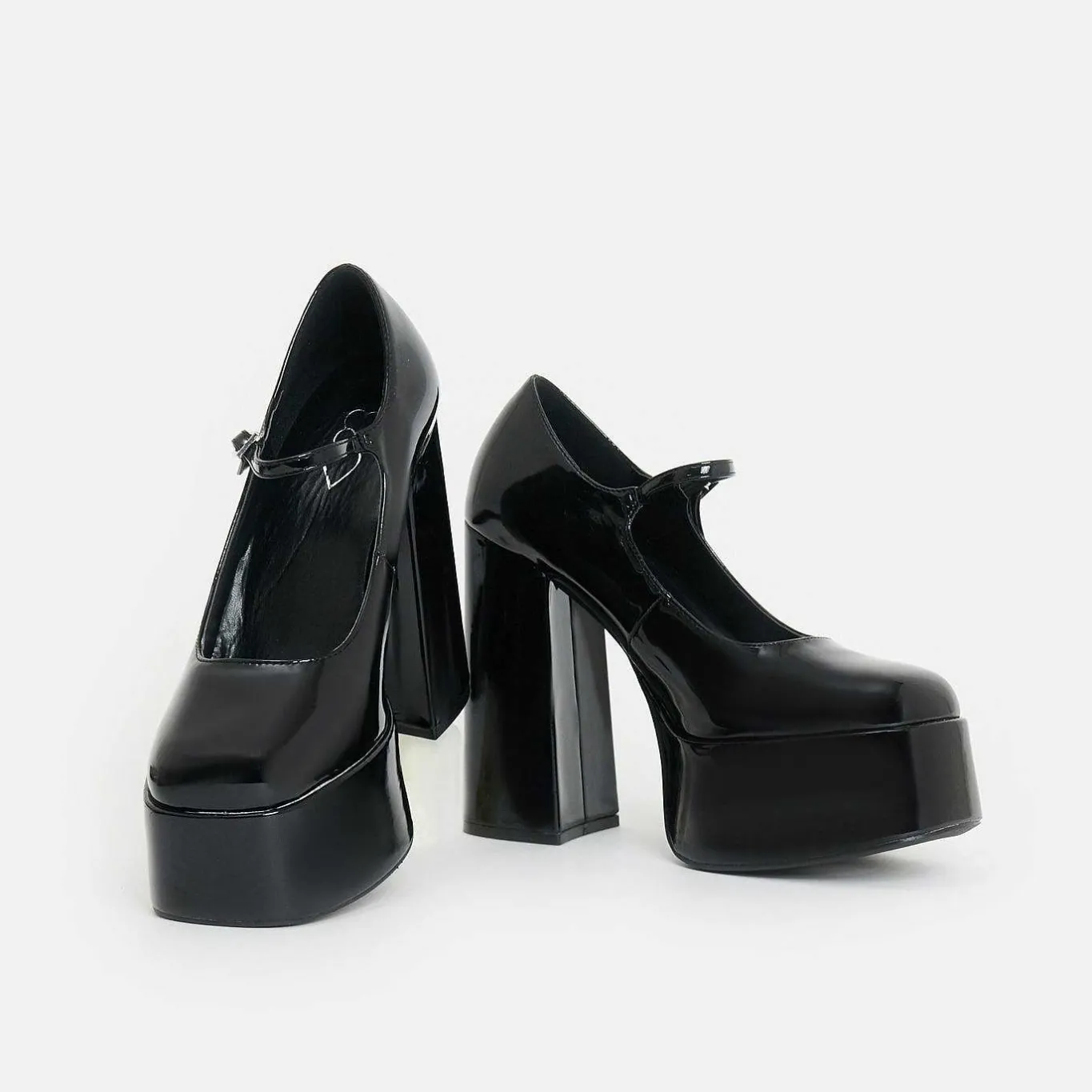 KOI footwear Darkbloom Black Patent Platform Heels<Women'S Platform Heels