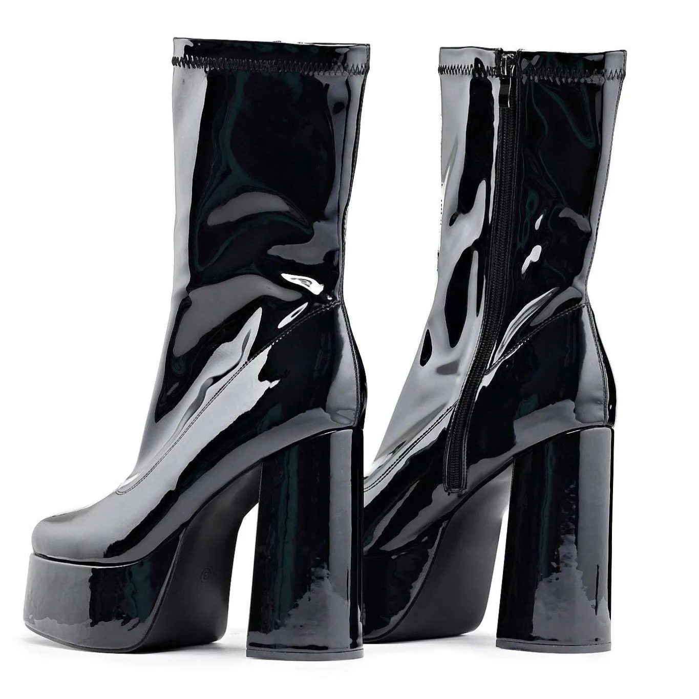 KOI footwear Delano Men'S Black Patent Platform Heeled Boots<Men'S Heeled Boots