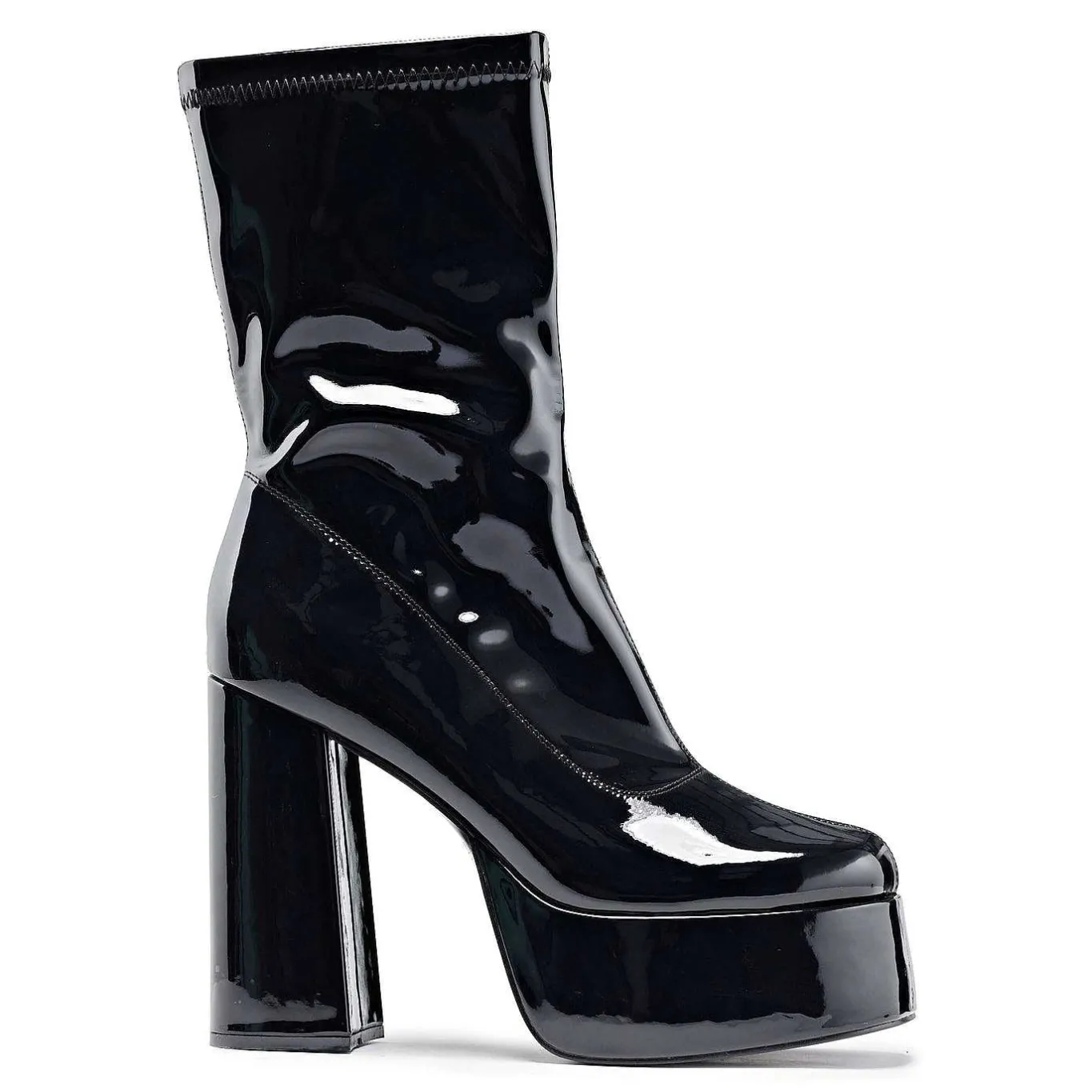 KOI footwear Delano Men'S Black Patent Platform Heeled Boots<Men'S Black Boots