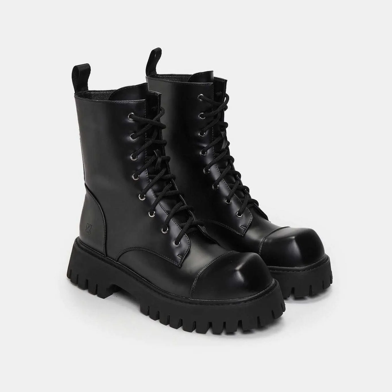 KOI footwear Gimli Men'S Black Square Toe Lace Up Boots<Men'S Black Boots