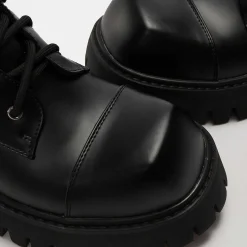 KOI footwear Gimli Men'S Black Square Toe Lace Up Boots<Men'S Black Boots