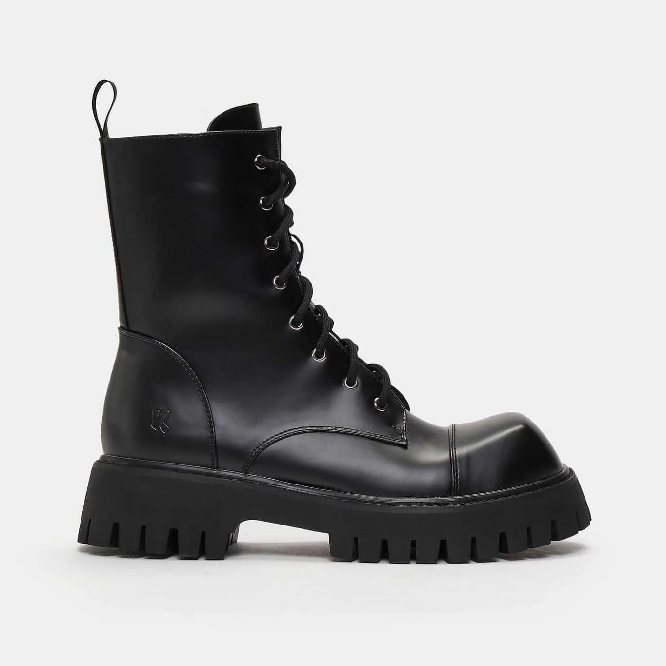 KOI footwear Gimli Men'S Black Square Toe Lace Up Boots<Men'S Black Boots