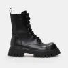 KOI footwear Gimli Men'S Black Square Toe Lace Up Boots<Men'S The Platform Boot
