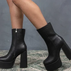 KOI footwear Lexus Black Platform Heeled Boots<Women'S Heeled Boots
