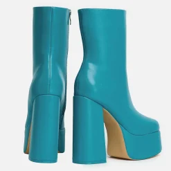 KOI footwear Lexus Steel Blue Platform Heeled Boots<Women'S Platform Boots