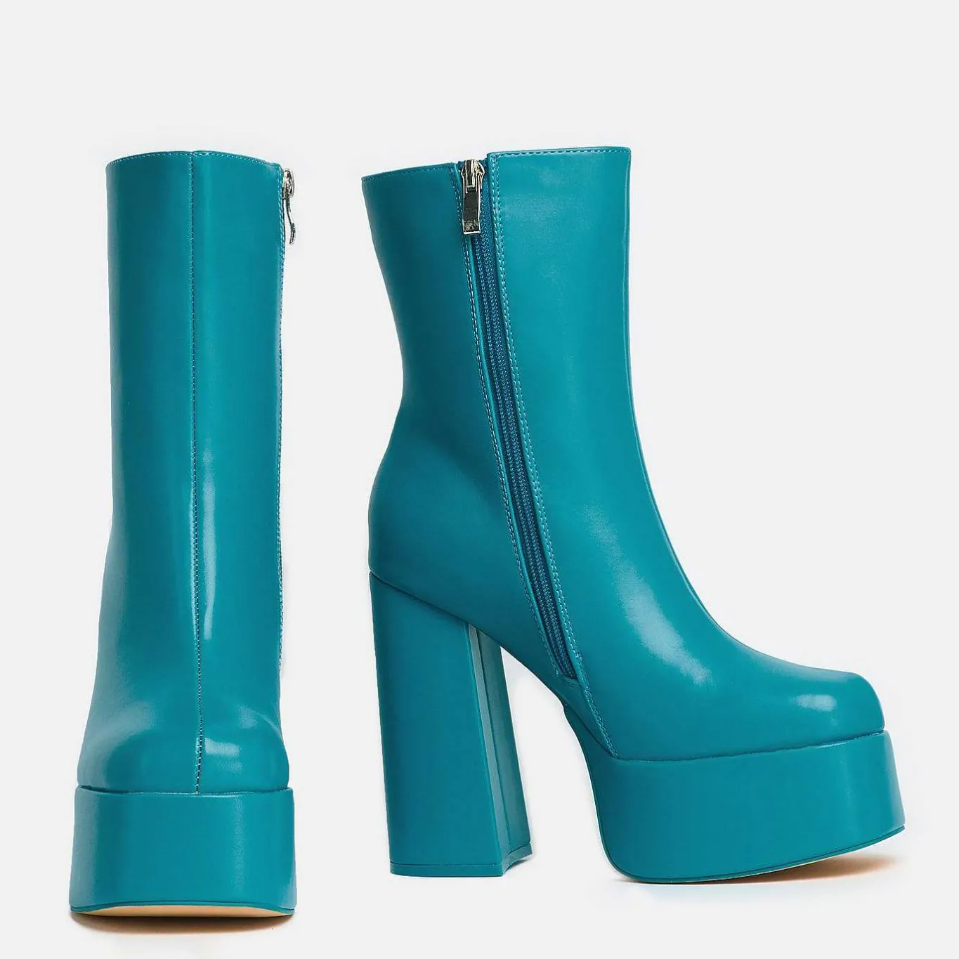 KOI footwear Lexus Steel Blue Platform Heeled Boots<Women'S Platform Boots