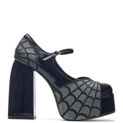 KOI footwear Octavia Web Platform Heels - Black<Women'S Platform Heels