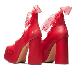KOI footwear Playboy Infidelity Red Lace Up Heels | Playboy X Koi Collection<Women'S Platform Heels