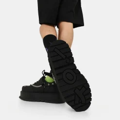 KOI footwear Retrograde Rebel Men'S Black Platform Shoes<Men'S Lace Up