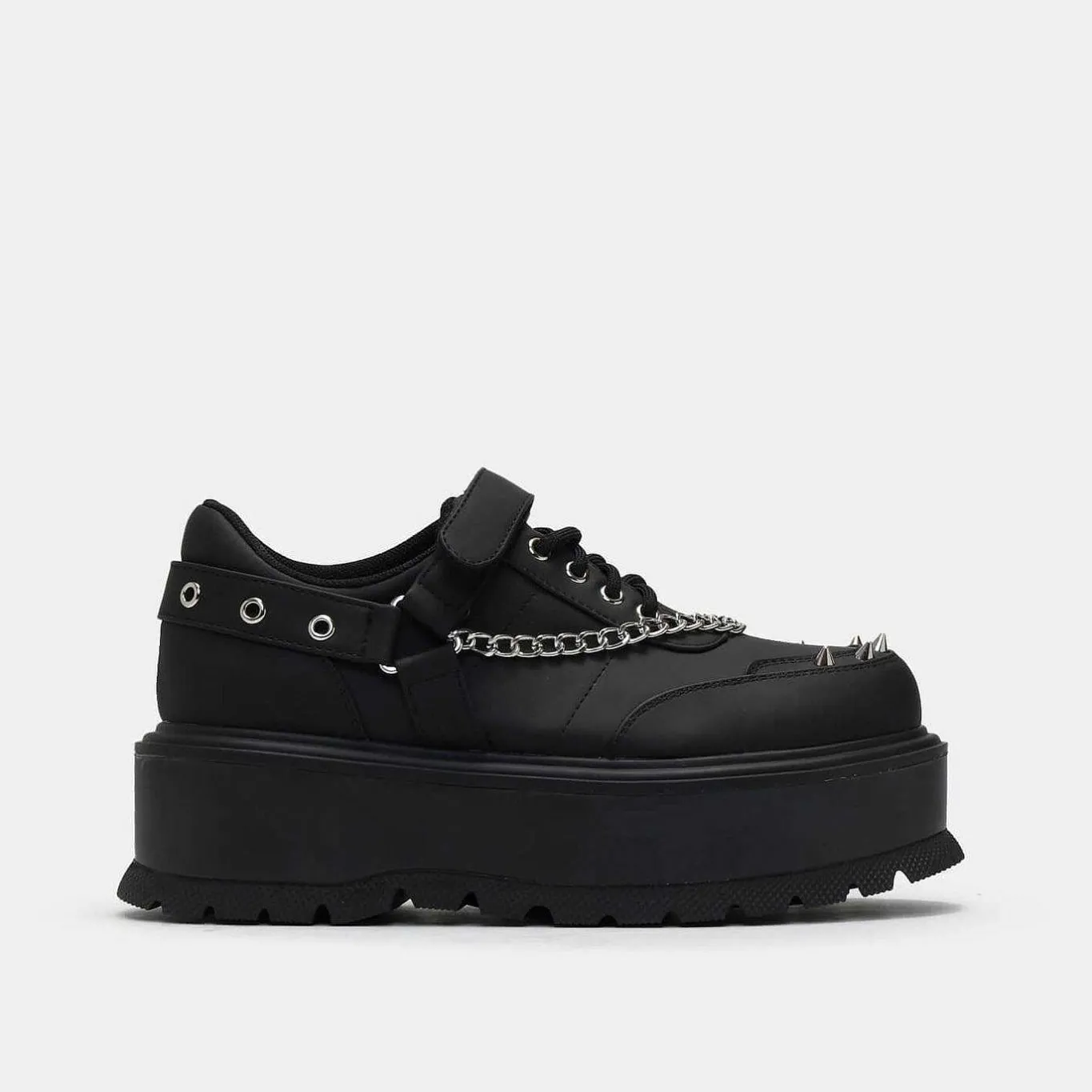 KOI footwear Retrograde Rebel Men'S Black Platform Shoes<Men'S Lace Up