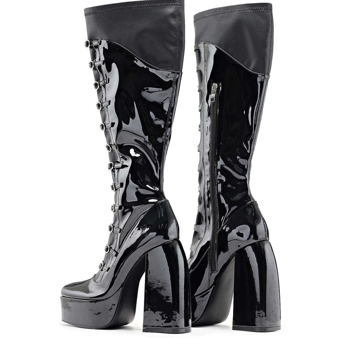 KOI footwear Ritual State Patent Long Boots - Black |<Women'S Heeled Boots