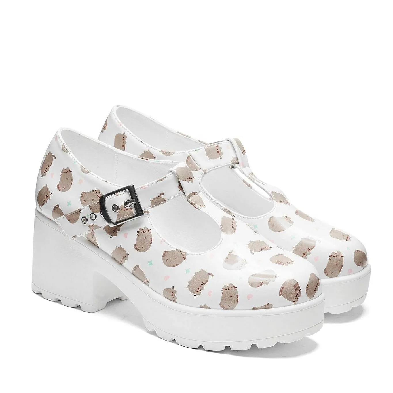 KOI footwear Sai White Mary Janes 'Pusheen Edition'<Women'S Printed Mary Janes