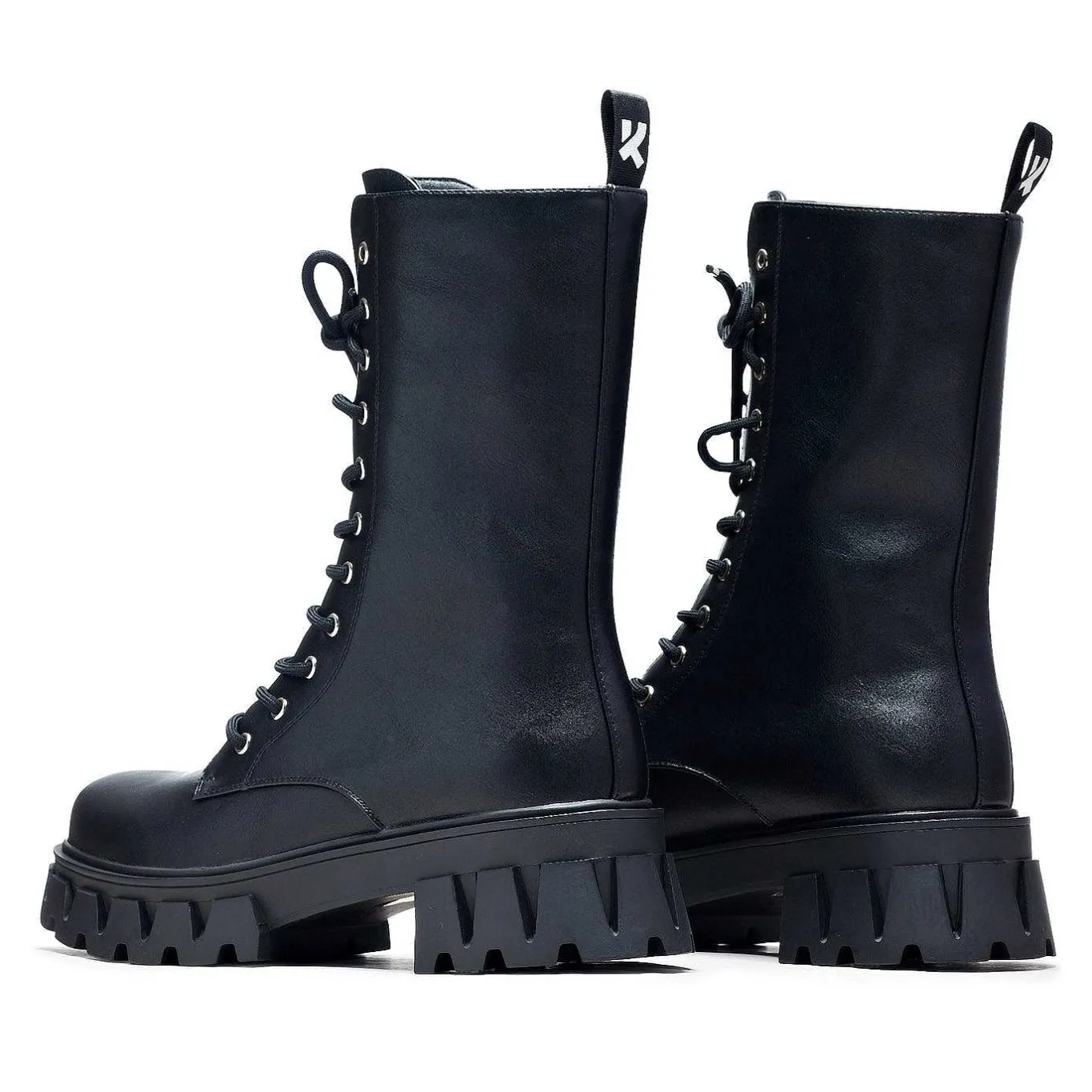 KOI footwear Siren Men'S Tall Lace Up Boots - Black<Women'S Calf Boots