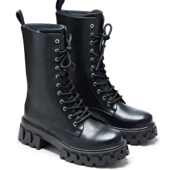 KOI footwear Siren Men'S Tall Lace Up Boots - Black<Women'S Calf Boots