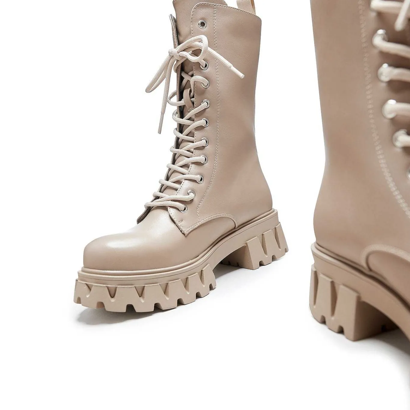 KOI footwear Siren Tall Lace Up Boots - Dust<Women'S Platform Boots