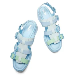 KOI footwear Sugar Season Chunky Buckle Sandals - Blue<Women'S Strappy Sandals