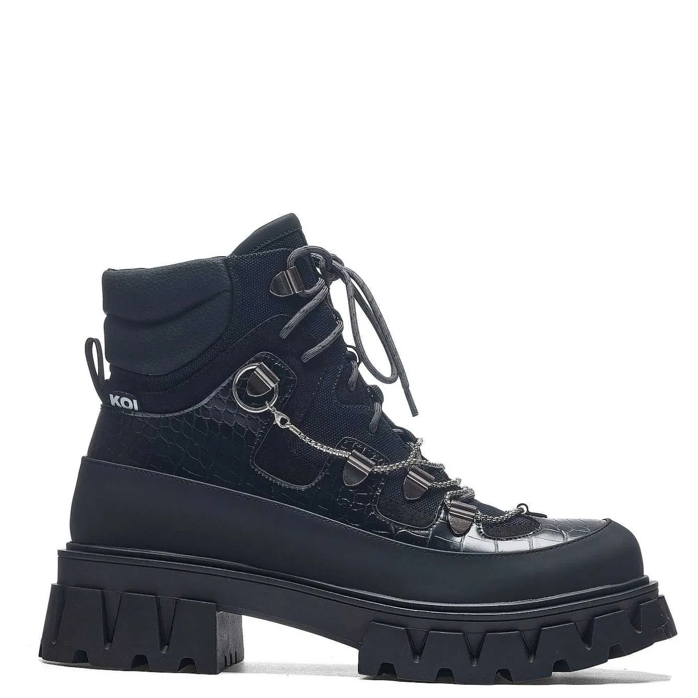KOI footwear The Koi Reaper Men'S Hiking Boots - Ebony Croc<Men'S Ankle Boots