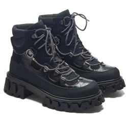 KOI footwear The Koi Reaper Men'S Hiking Boots - Ebony Croc<Men'S Ankle Boots