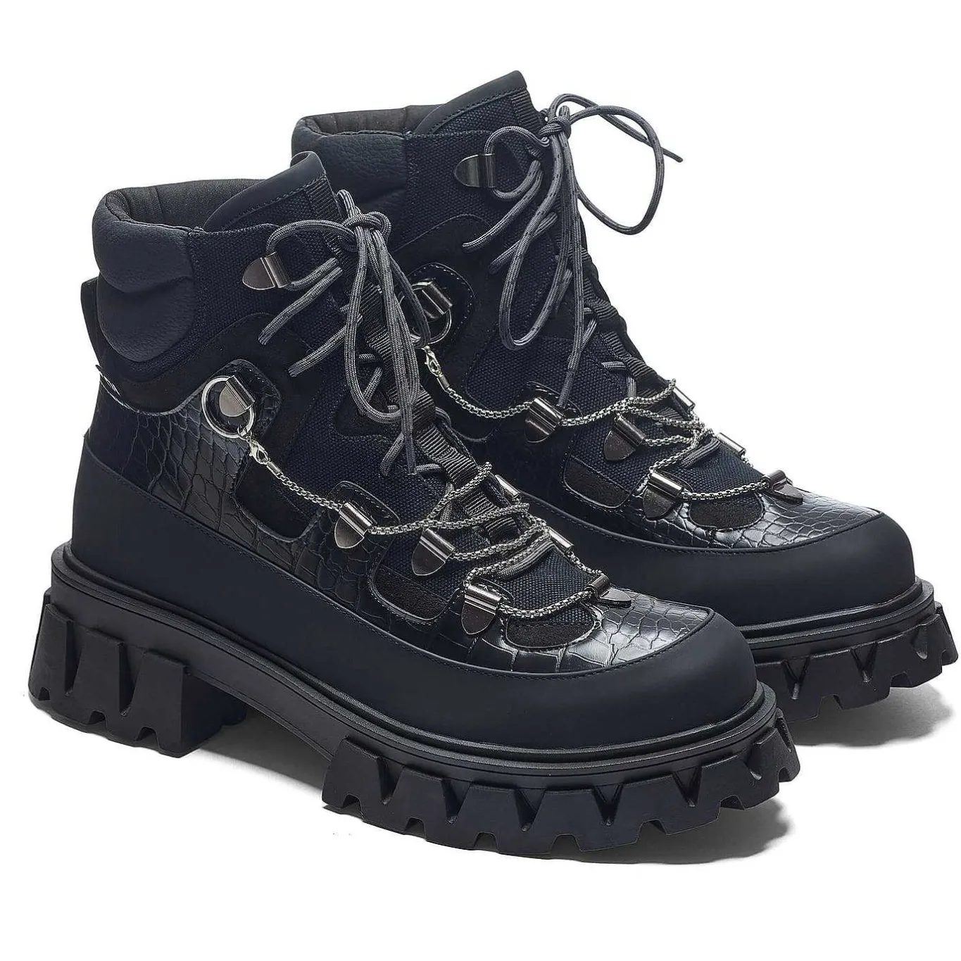 KOI footwear The Koi Reaper Men'S Hiking Boots - Ebony Croc<Men'S Ankle Boots