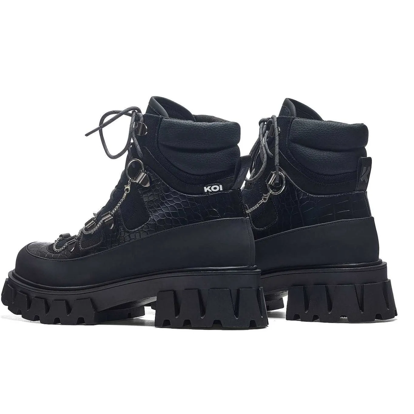 KOI footwear The Koi Reaper Men'S Hiking Boots - Ebony Croc<Men'S Ankle Boots