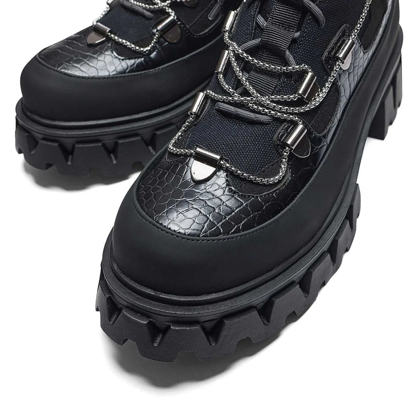 KOI footwear The Koi Reaper Men'S Hiking Boots - Ebony Croc<Men'S Ankle Boots