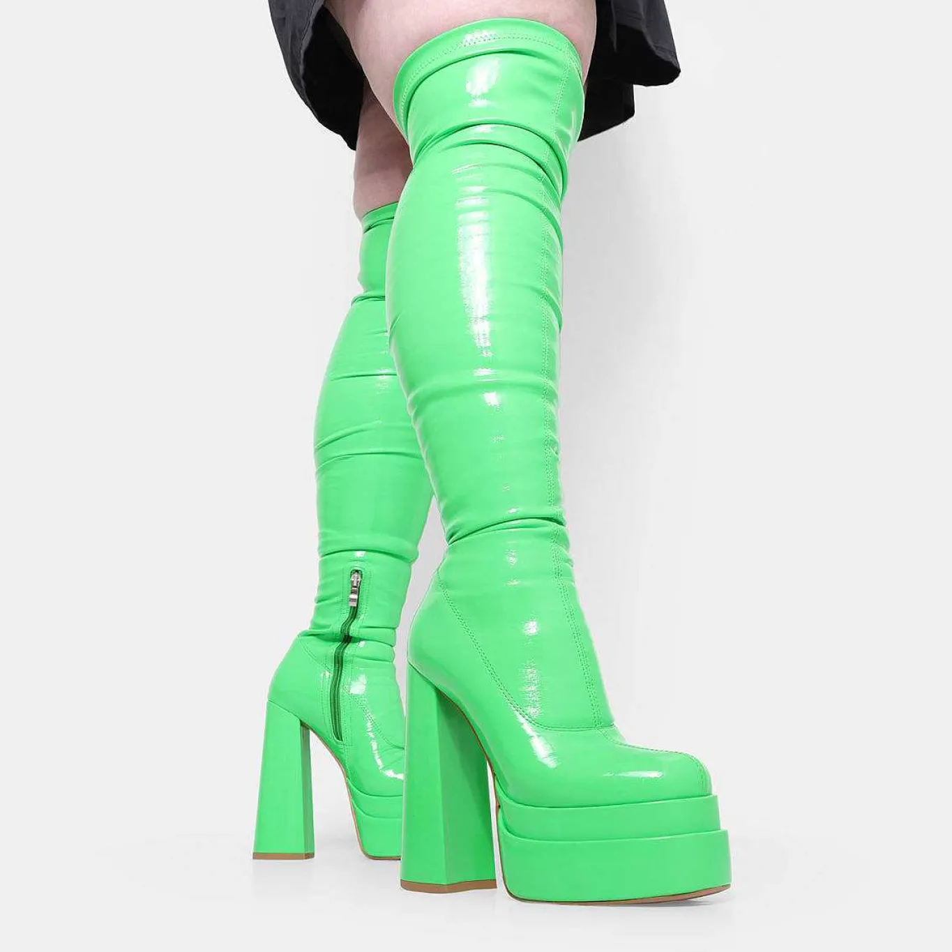 KOI footwear The Redemption Green Stretch Thigh High Boots<Women'S Heeled Boots