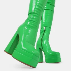 KOI footwear The Redemption Green Stretch Thigh High Boots<Women'S Heeled Boots