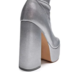 KOI footwear The Redemption Plus Size Thigh High Boots - Silver<Women'S Platform Boots